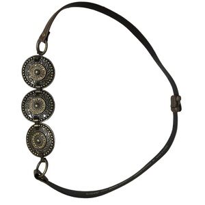 Vintage Chicos Hippie Boho Brown Leather 2.5”Wide Conchos Belt Southwest…